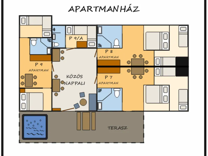 Apartmanház elrendezés